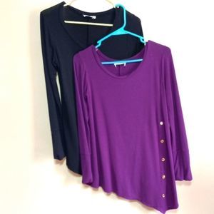 The zig Zag Stripe rayon spandex with golden accent buttons tunic top, sz M